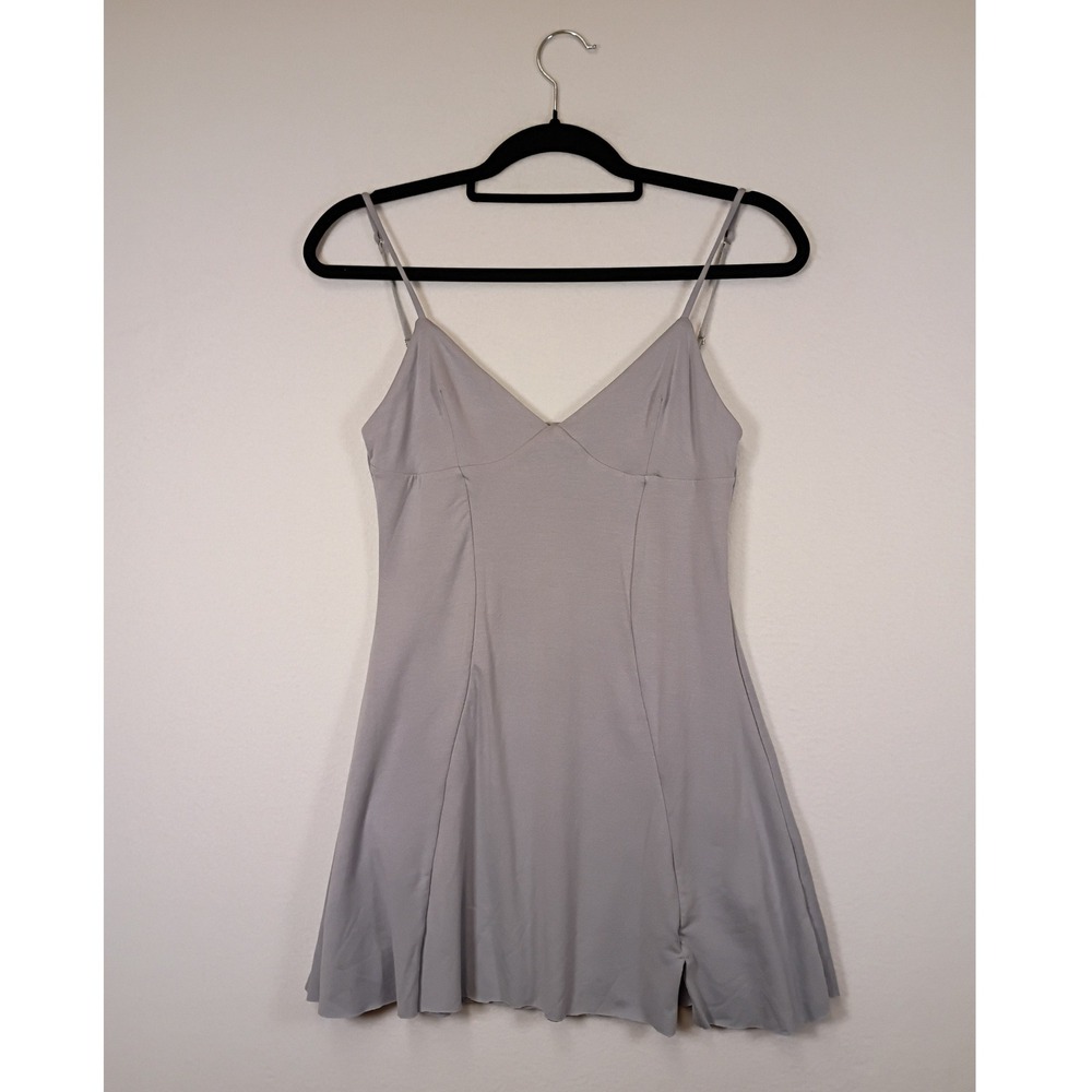 Minimalist Oh Polly Women US 6 Lilac Grey Modal Slit Mini Dress Spaghetti Strap